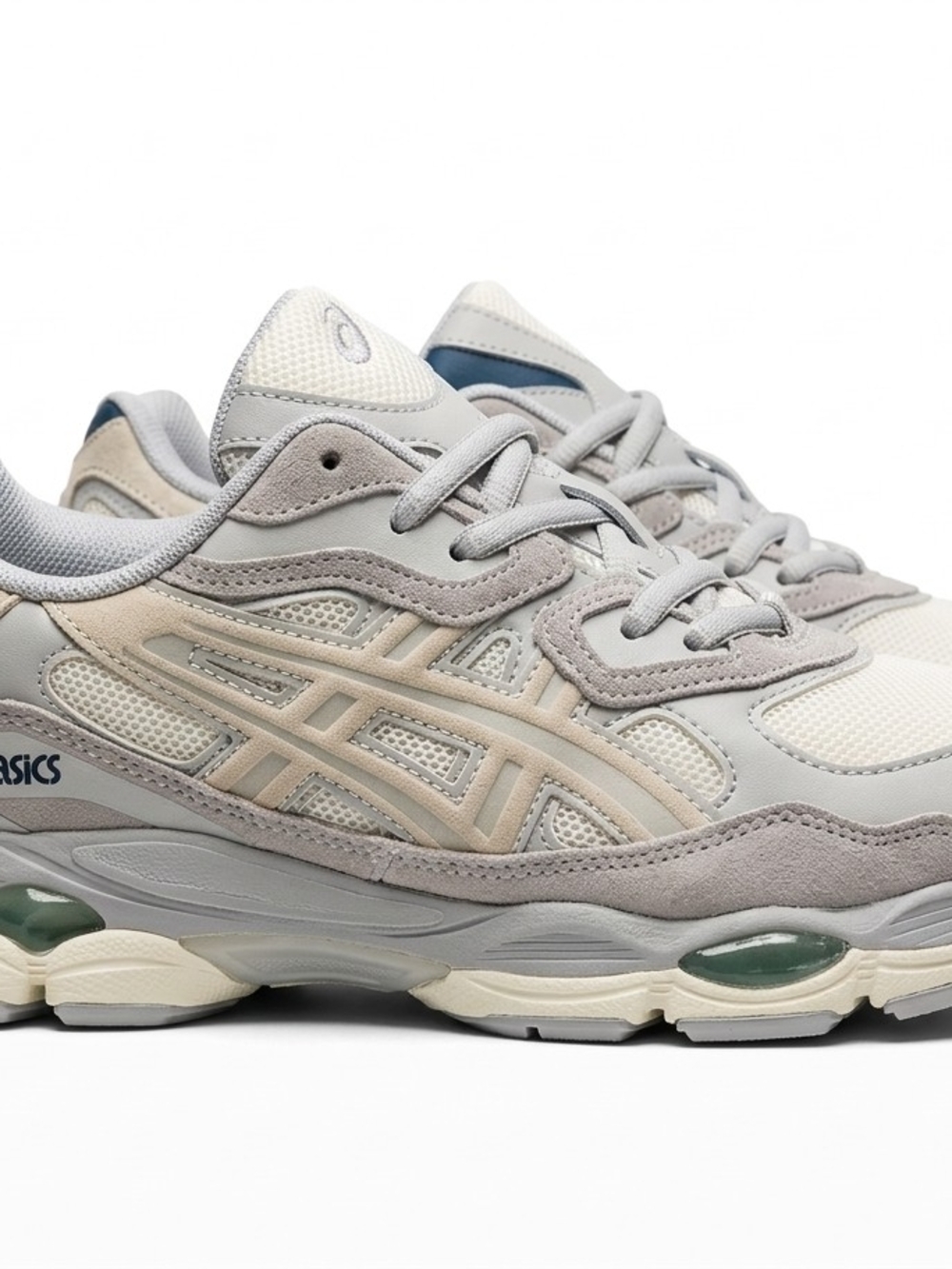 Asics Men's Sneakers in Light Gray and Beige with Subtle Green Accents